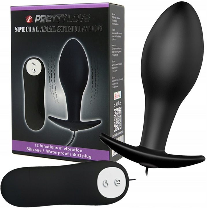 Dop Anal, Pretty Love, Szilikon, 1 x Anális Dildo, Nők, Átmérő 3.1 cm, Hosszúság 8.5 cm, Fekete