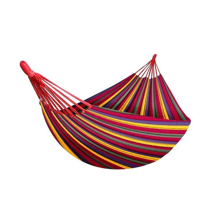 Hamac exterior cu sac de transport, asamblare usoara, capacitate 204kg, multicolor