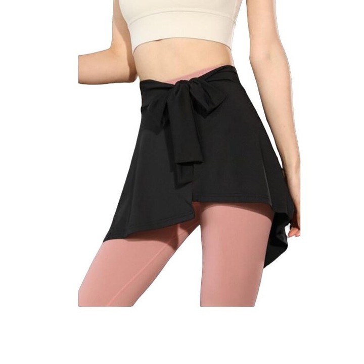 Fusta sport dama, talie neregulata, marime universala, Negru