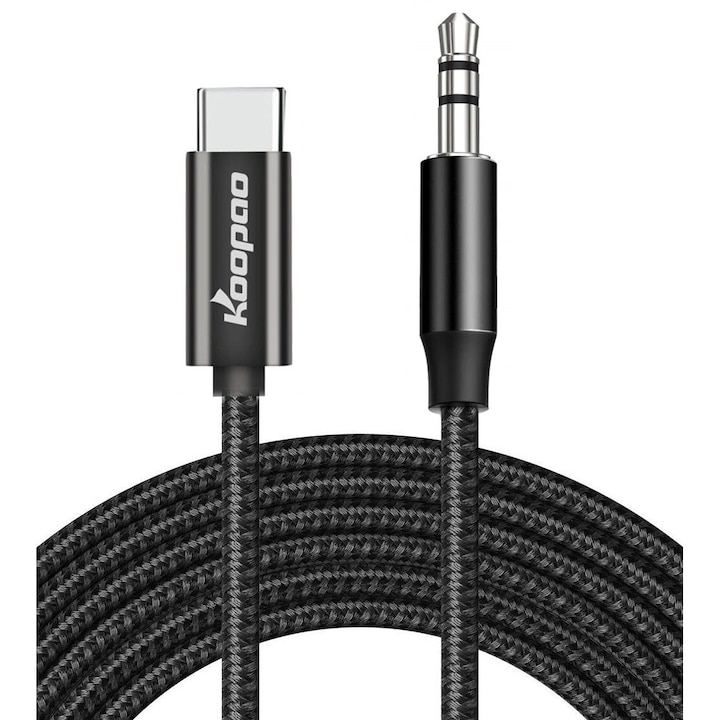 Cablu audio KOOPAO USB C la 3.5mm, set 2 buc, 6.6ft, compatibil cu iPhone 15 Plus/15 Pro Max, Galaxy S23 S22 S21 S20, MacBook, iPad Pro
