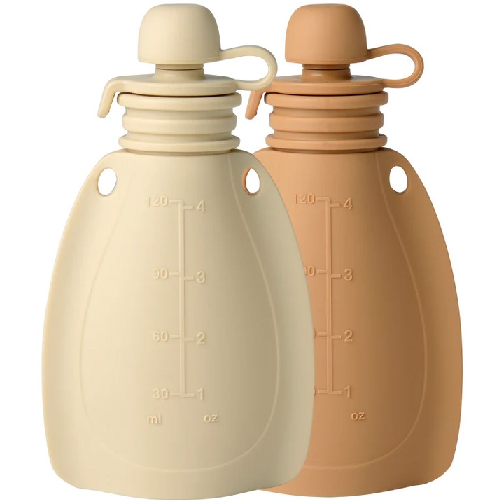 Recipient din silicon pentru smoothie Mininor, set 2 bucati, Soft rabbit/Roe deer