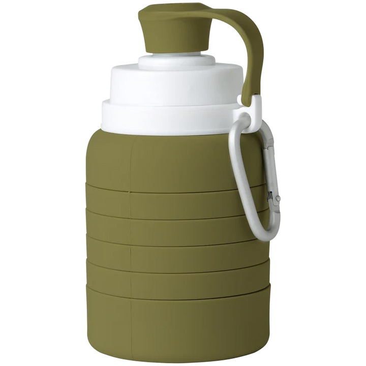 Sticla pliabila din silicon pentru bebelusi Mininor, Moss green