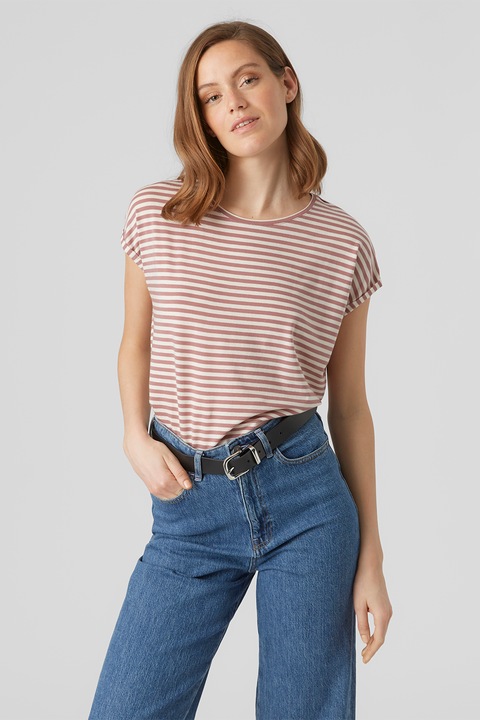 Vero Moda, Тениска с лиосел, Бледочервен/Светло бежово