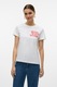 Vero Moda, Tricou de bumbac organic cu imprimeu pe piept, Rosu, Alb, XS