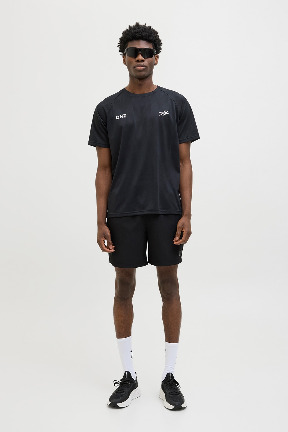 Jack & Jones, Pantaloni scurti cu talie ajustabila si buzunare laterale, Negru, L