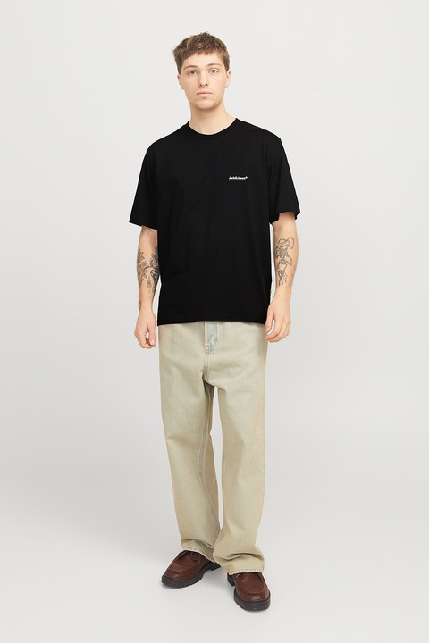 Jack & Jones, Pamutpóló mintával a hátoldalán, Fekete/Narancssárga