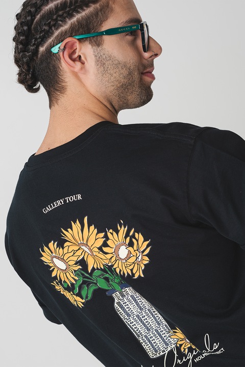 Jack & Jones, Pamutpóló mintával a hátoldalán, Fekete/Világosbarna