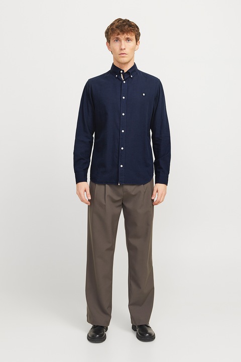 Jack & Jones, Camasa regular fit din amestec de in, Bleumarin