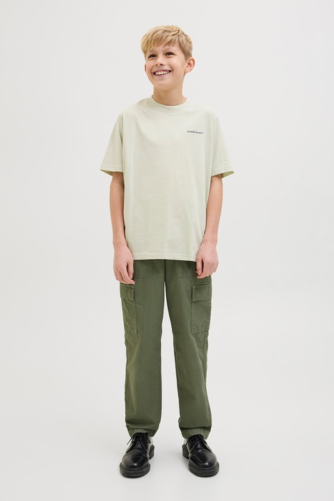 Jack & Jones, Mintás pamutpóló, Piros/Halványzöld