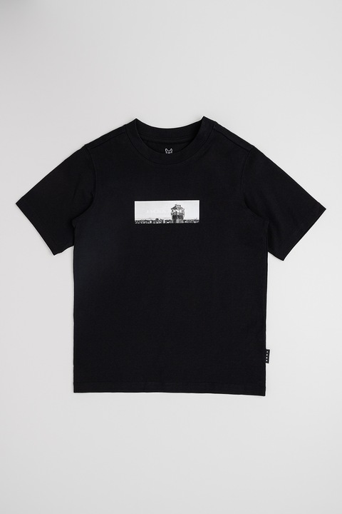 Jack & Jones, Kerek nyakú mintás póló, Fekete