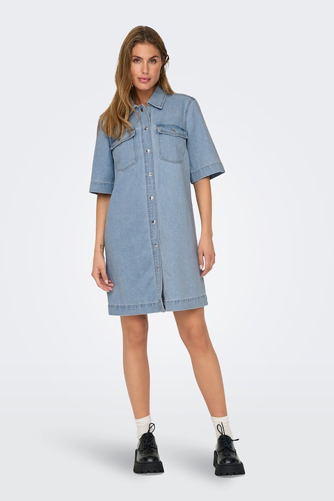 Only, Rochie-camasa din denim, Albastru prafuit, L