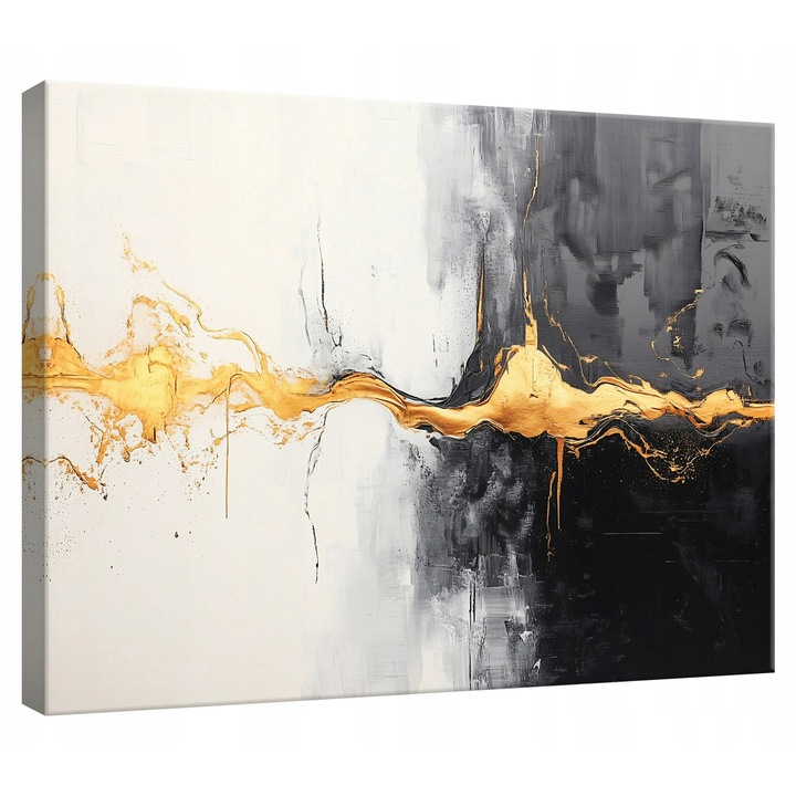 Tablou Canvas, Abstract, 120x80 cm Aur, Decorative, Living, Bucatarie, PP15420O20