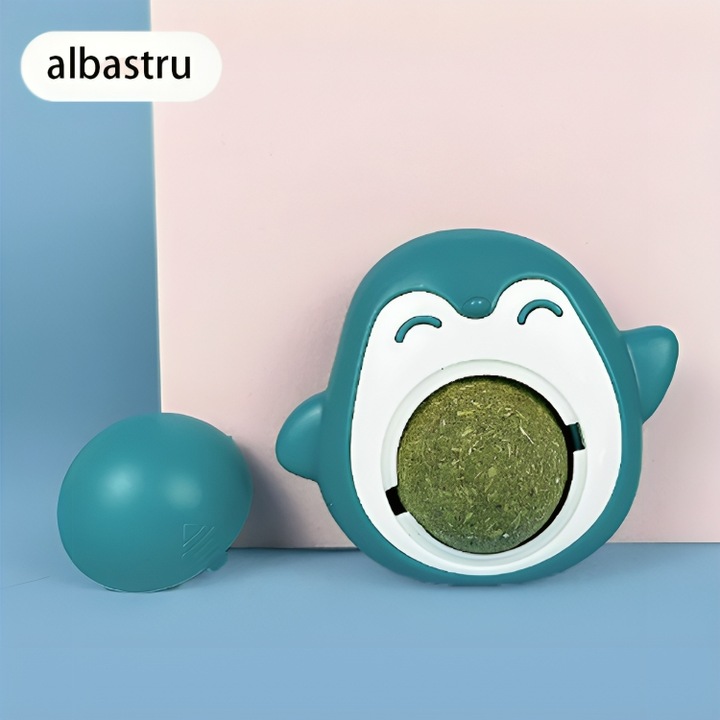 Играчка за котки, топче йерба мате, синьо, 100% натурално