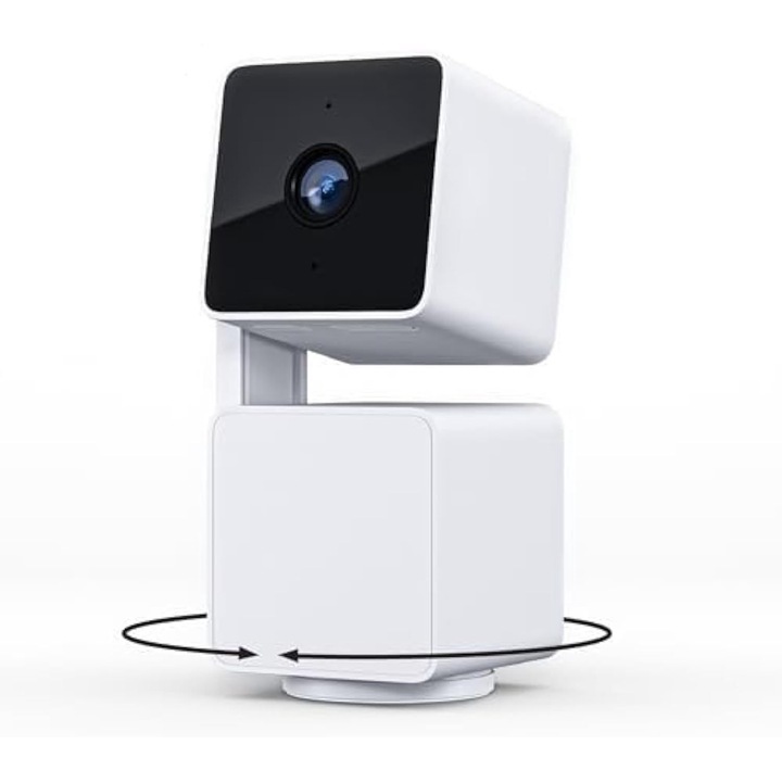 Видеокамера за вътрешно и външно наблюдение, HD 1080P, Смарт, 360°, Нощно виждане, Проследяване на движение, Съвместима с Alexa и Google, Бяла