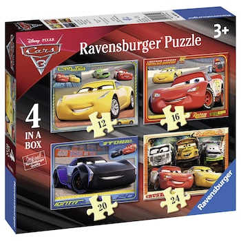 Puzzle copii Ravensburger, Disney Cars, 4 buc in cutie, 12/16/20/24 piese Puzzle copii Ravensburger, Disney Cars, 4 buc in cutie, 12/16/20/24 piese