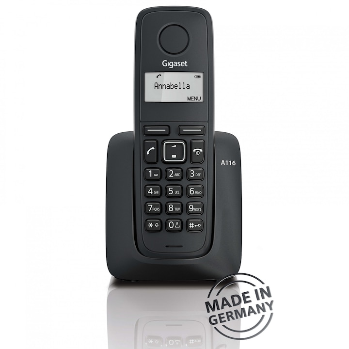 Gigaset A116 vezeték nélküli (DECT) telefon, Fekete