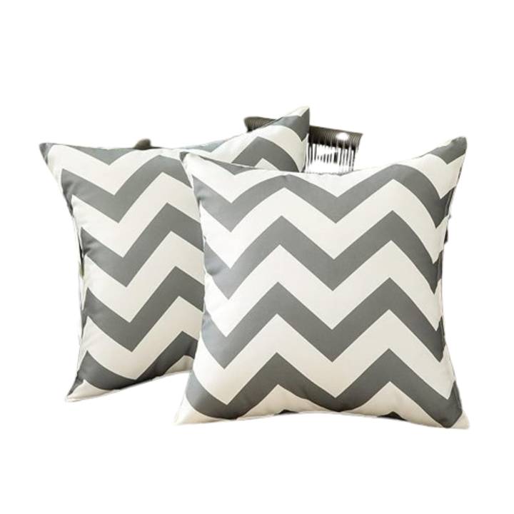 Set 2 huse perne de exterior MIULEE, cu dungi in valuri, 40x40cm