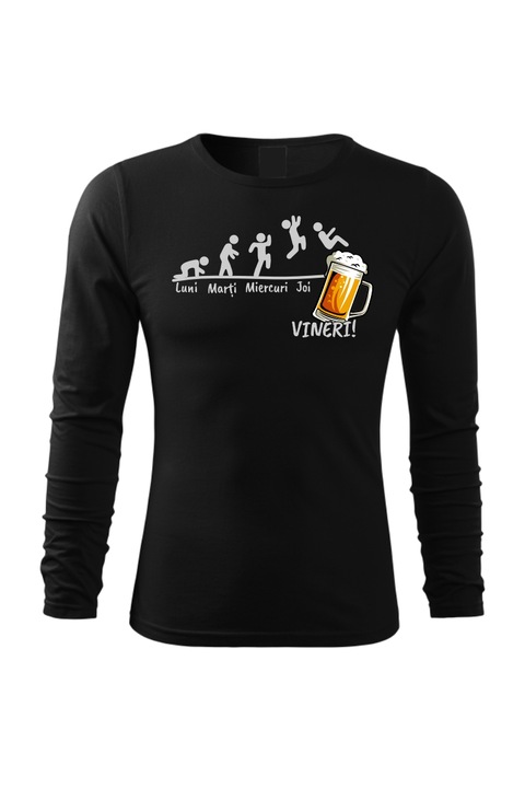 Bluza cu maneca lunga Saptamana Munca Bere, Negru