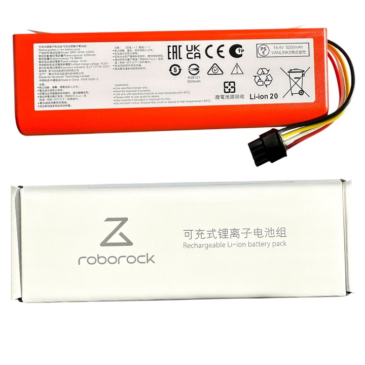 Baterie originala Roborock E4, E5, S50, S55, S5 Max, S6, S6 Pure, S6 MaxV, S7, S7 Plus, S7 Max Ultra, S7 MaxV, S7 MaxV Ultra, S7 Pro Ultra, Q7, Q7 MAX+, S8, S8+, S8 Pro Ultra, 5200mAh, 9.01.0093