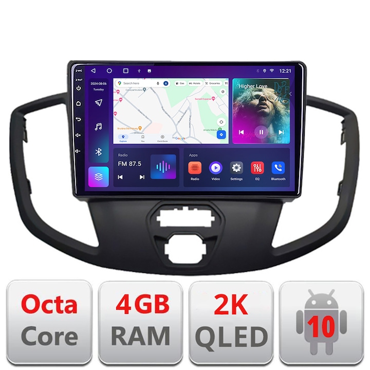 Navigációs rendszer kompatibilis Ford Transit V363 2015-2021 Android Qled 2K képernyő Octa core 4+32 Kit-custom+EDT-E409-2K