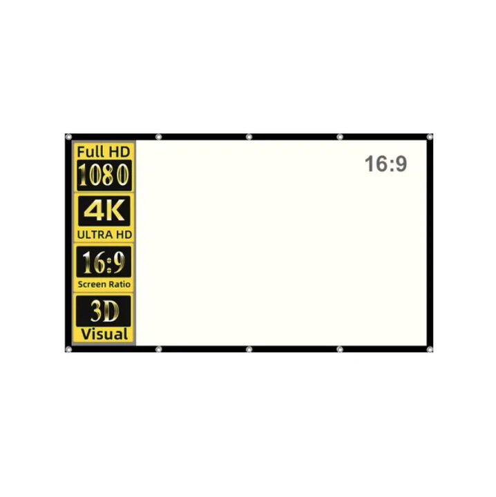 Ecran de proiectie Lejiada 120 inch, 305 cm, Tehnologie ALR, Poliester pliabil HD 16:9, Proiectie fata antirid 265 x 149 cm, Portabil pentru acasa, scoala, intalnire