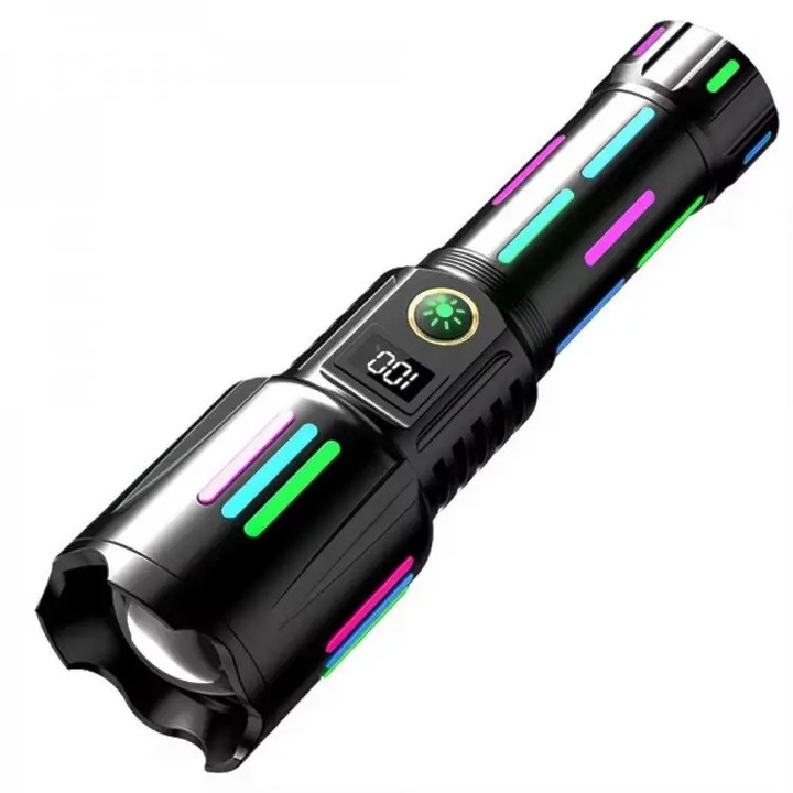 Тактическо фенерче 6500lm, 26650mah батерия, USB Type-C зареждане, Zoom