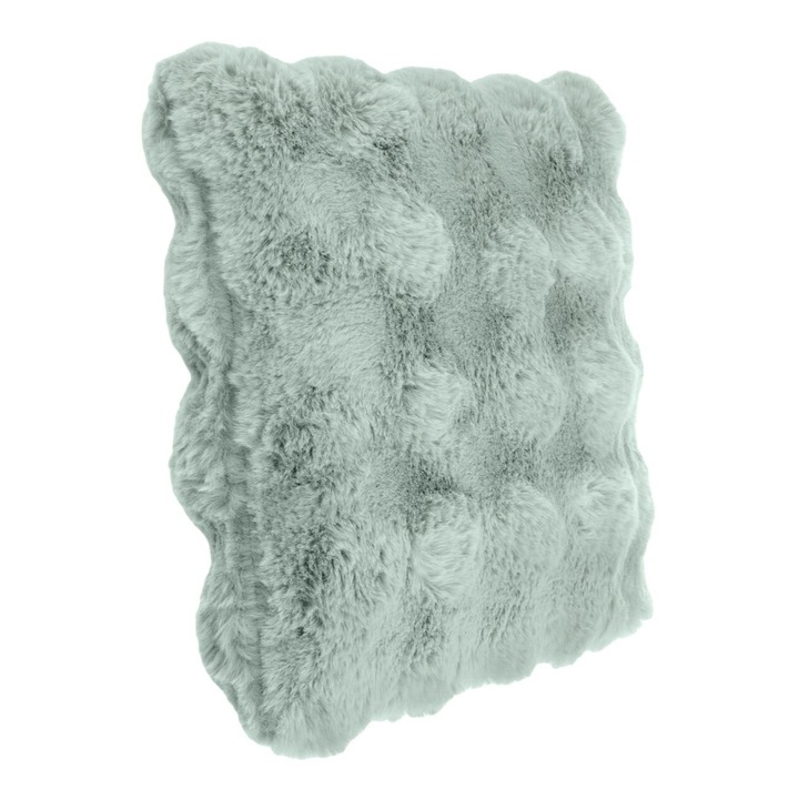 Perna din imitatie de blana cu model reliefat verde, dimensiuni 40x40cm