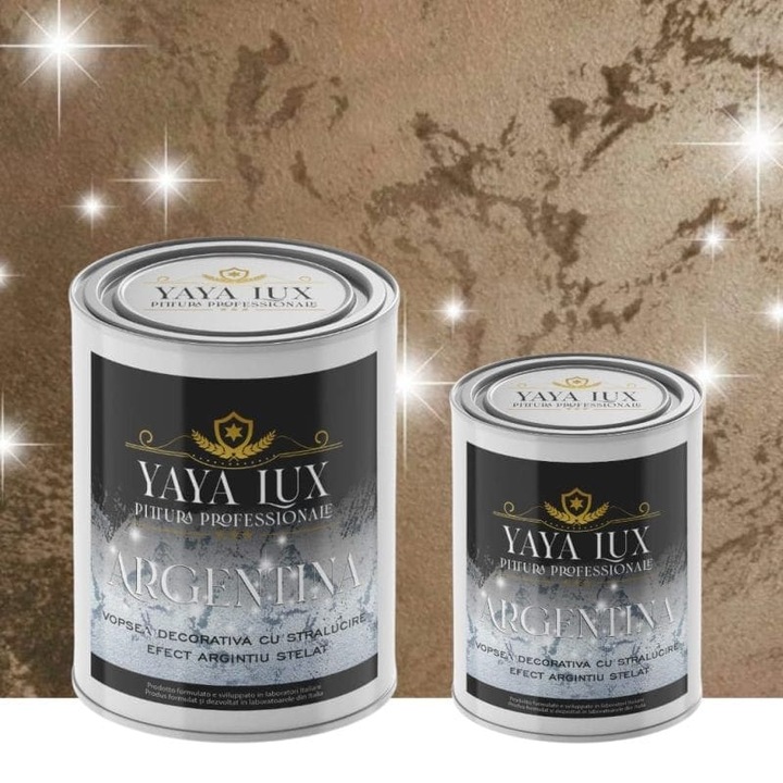 Pachet 2.5 + 1, Vopsea Decorativa de Lux, Argentina Cafea cu Lapte cu Efect 3D Stelat 2.5 Litri Plus 1 Litru