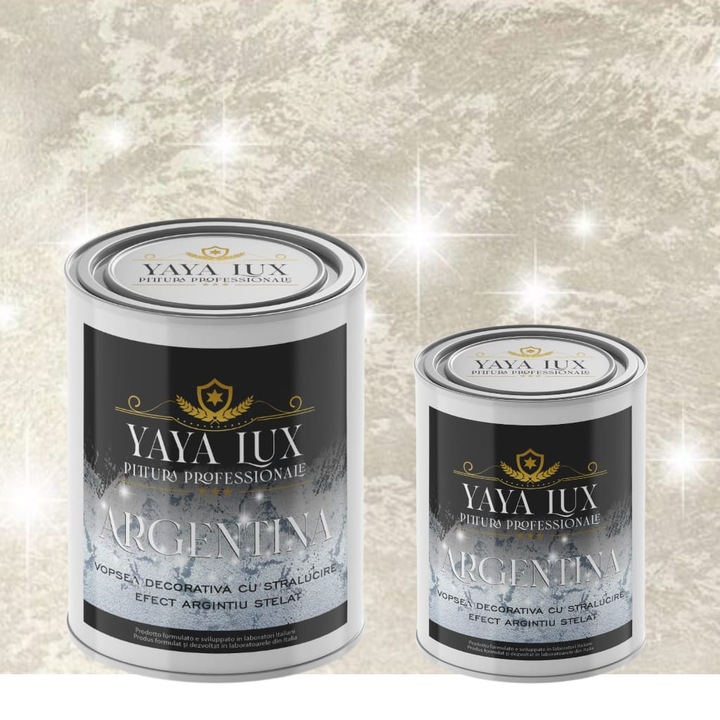 Pachet 2 + 1, Vopsea Decorativa de Lux, Argentina Bej Deschis cu Efect 3D Stelat 2 Litri Plus 1 Litru