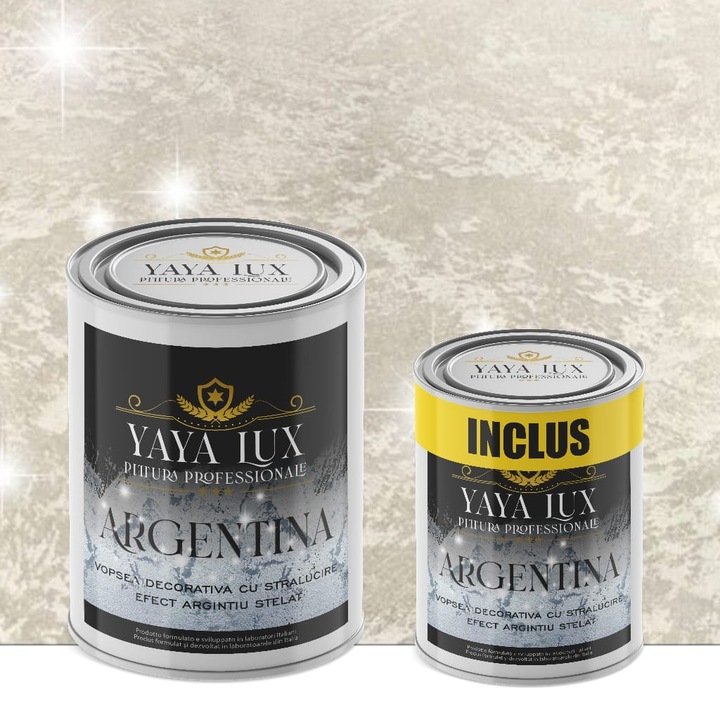 Vopsea Decorativa de Lux Argentina – Bej Deschis | Pachet 3.5L (2.5L + 1L), Efect 3D Stelat