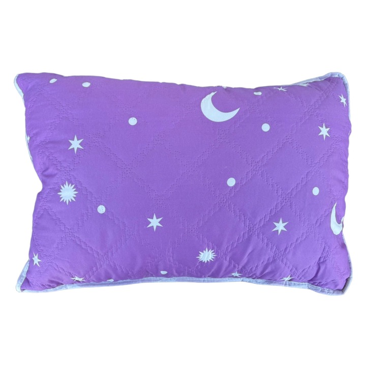 Steppelt párna, Csillag és Hold mintás, 50x70 cm, Lila