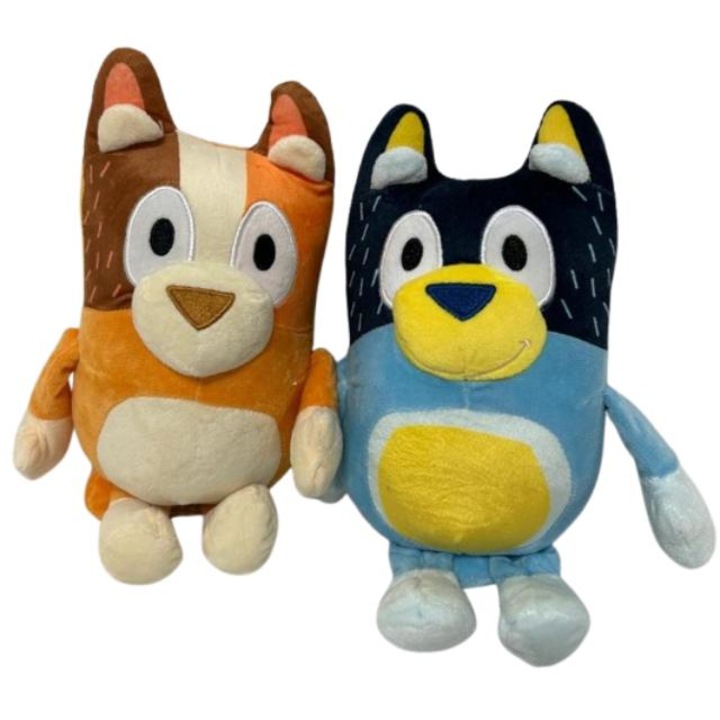 Комплект от 2 плюшени играчки Bluey, Bingo и Bluey, кафяв/син, 30 см