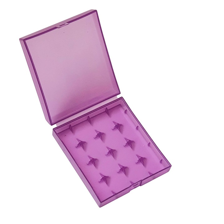 Cutie pentru 4 acumulatori 18650, plastic, culoare mov