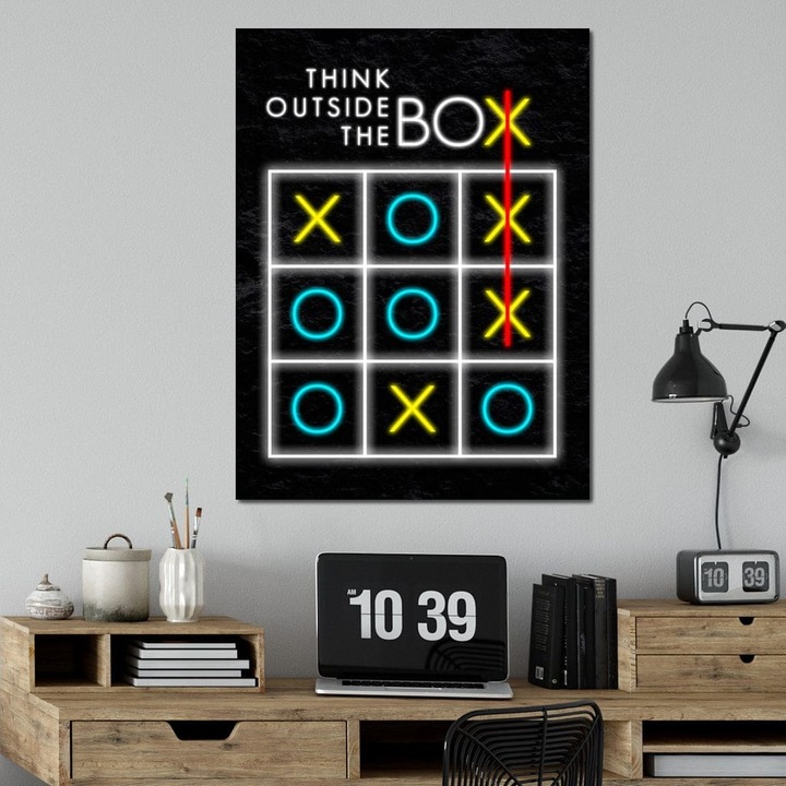 Първокласна картина на платно, LuxCanva® F1018, Разбийте вашите граници, 90 X 120 CM, 100% памучно платно 400g/m2, Дървена рамка, Вдъхновяваща, Иновация, Мислене, Перспектива, Граници, Всекидневна, Офис, Живи цветове