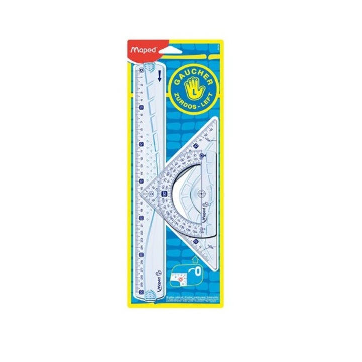 Set 3 rigle, MAPED, Plastic, 3 piese, stangaci, Transparent