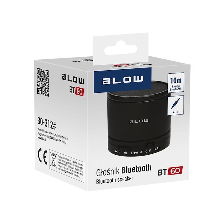 Blow BT60 3W vezeték nélküli fekete bluetooth hangszóró