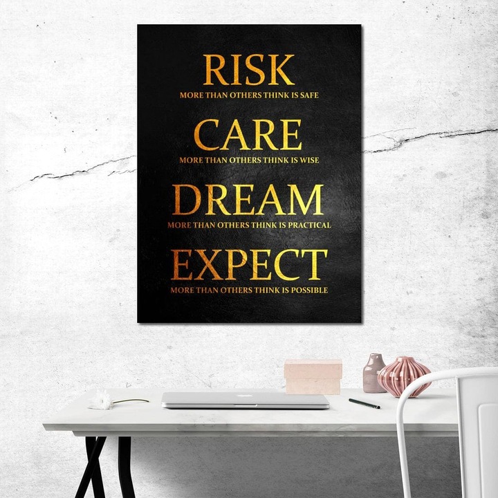 Първокласна картина на платно, LuxCanva® F1035, Мисълта на победителя, 90 X 120 CM, 100% памучно платно 400g/m2, дървена рамка, мотивация, мечтаене, риск, състрадание, всекидневна, офис, живи цветове