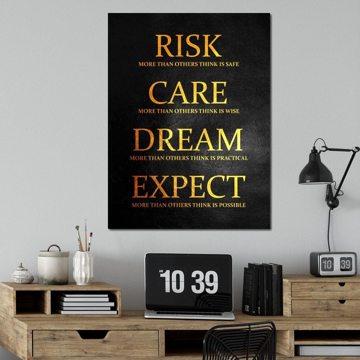 Първокласна картина на платно, LuxCanva® F1035, Мисълта на победителя, 90 X 120 CM, 100% памучно платно 400g/m2, дървена рамка, мотивация, мечтаене, риск, състрадание, всекидневна, офис, живи цветове