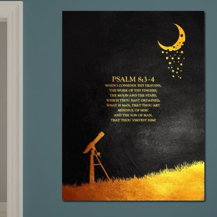 Премиум картина върху платно, LuxCanva® F1027, Небето и чудото на сътворението, 100 X 135 CM, 100% памучно платно 400g/m2, дървена рамка, Величие, Космос, Сътворение, Чудо, Съществуване, Хол, Офис, Ярки цветове