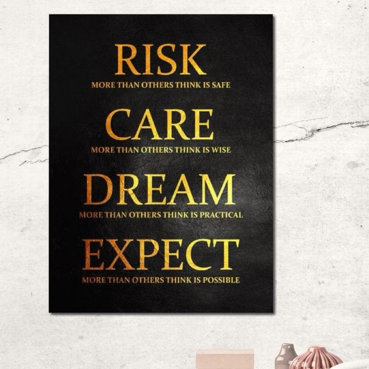 Премиум картина върху платно, LuxCanva® F1035, Нагласата на победител, 100 X 135 CM, 100% памучно платно 400g/m2, дървена рамка, Мотивация, Мечтаене, Риск, Състрадание, Хол, Офис, Ярки цветове