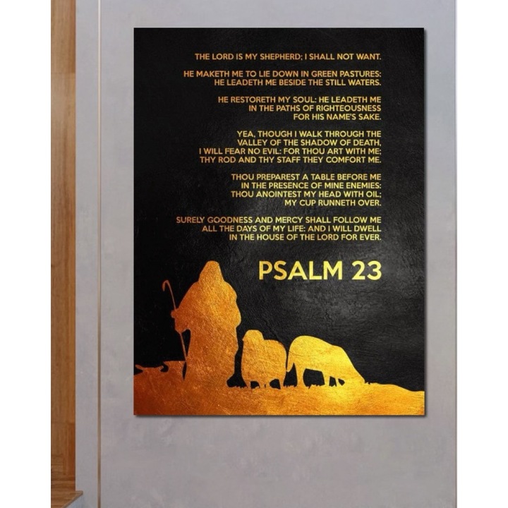 Премиум картина върху платно, LuxCanva® F1032, Добрият пастир, 100 X 135 см, 100% памучно платно 400 г/м2, дървена рамка, награда, напътствие, мир, пастор, медитация, хол, офис, ярки цветове