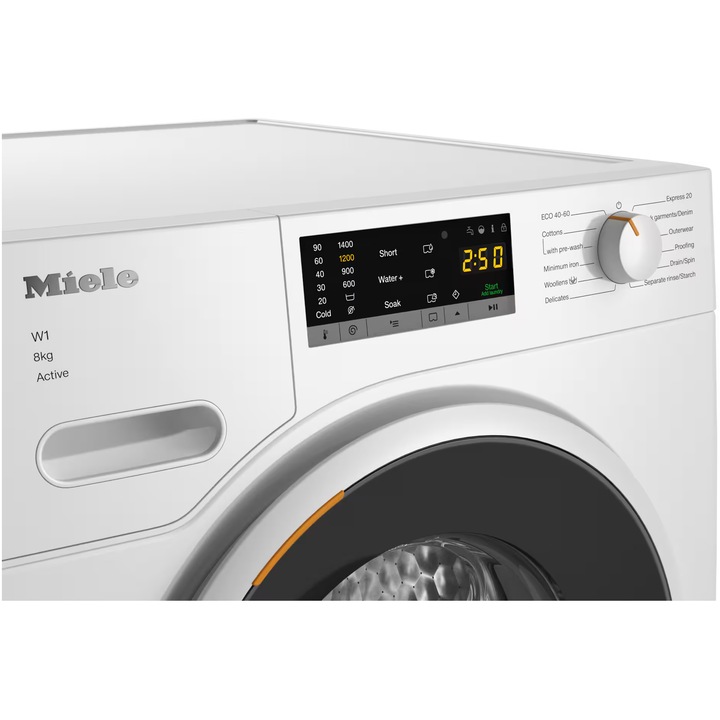 Masina de spalat rufe Miele WWA120 WCS, 8 kg, 1400 rpm, Clasa A, CapDosing, AddLoad, Alb