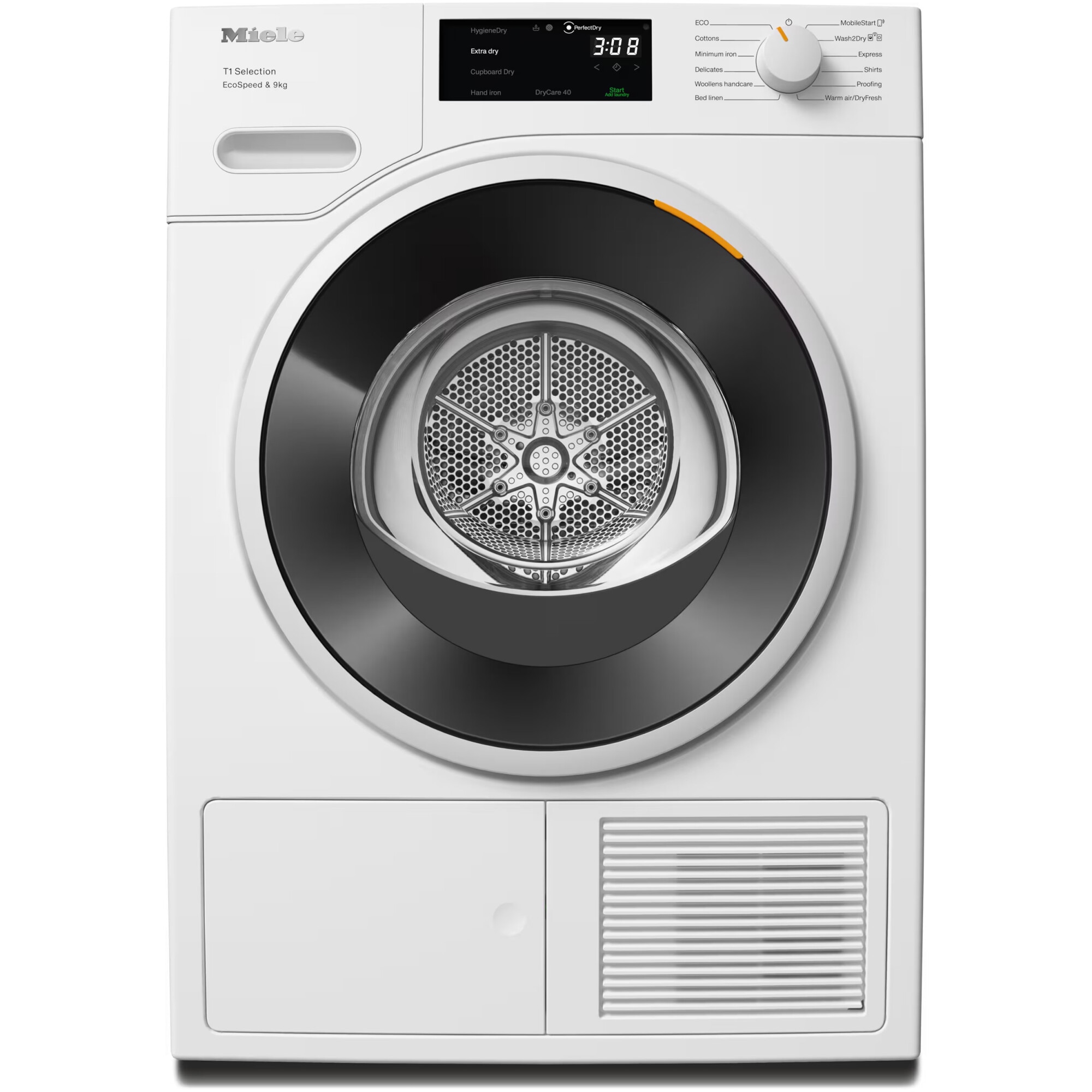 Uscator de rufe Miele TSH 783 WP, 9 kg, Clasa C, DirectSensor, SilenceDrum, DryCare 40, HygieneDry, Alb