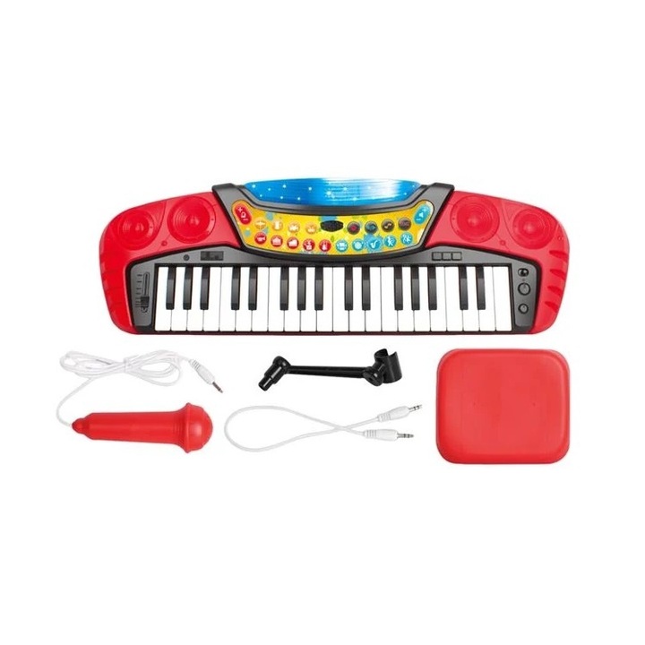 Orga Electronica pentru Copii, 37 de clape, cu Taburet si Microfon, 57x19x58cm