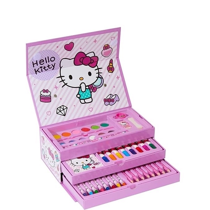 Set creativ de pictat cu Hello Kitty, 42 piese, creioane cerate