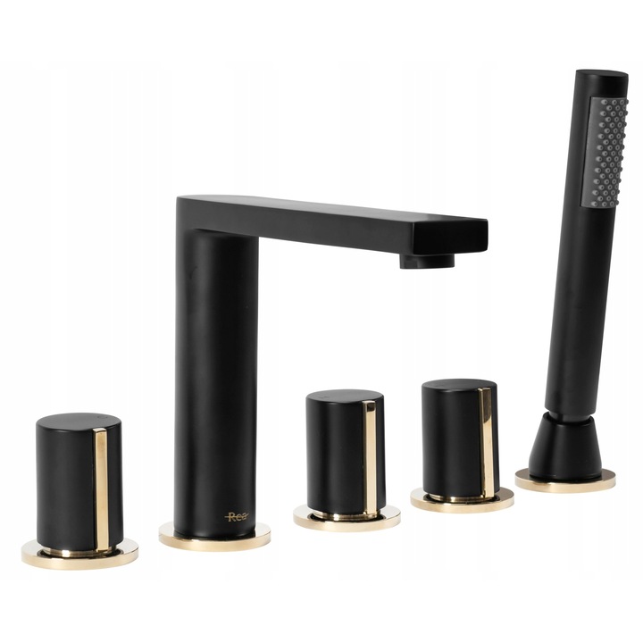 Смесител, Вана, Rea Icon BLACK MAT 5 дупки