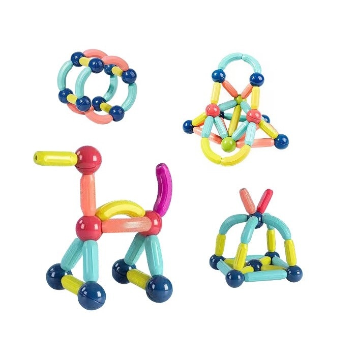 Set 42 de Piese Magnetice de Constructie, Puzzle, Forme, 3 Ani