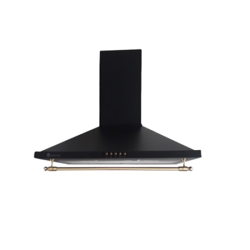 Pachet Aragaz rustic Studio Casa Viva Sierra 60 x 60 cm si Hota decorativa 60 cm, Cuptor Gaz+ Ventilatie Turbo, 4 ochiuri gaz, Rotisor, Grill gaz, Gratare fonta, Negru antracit