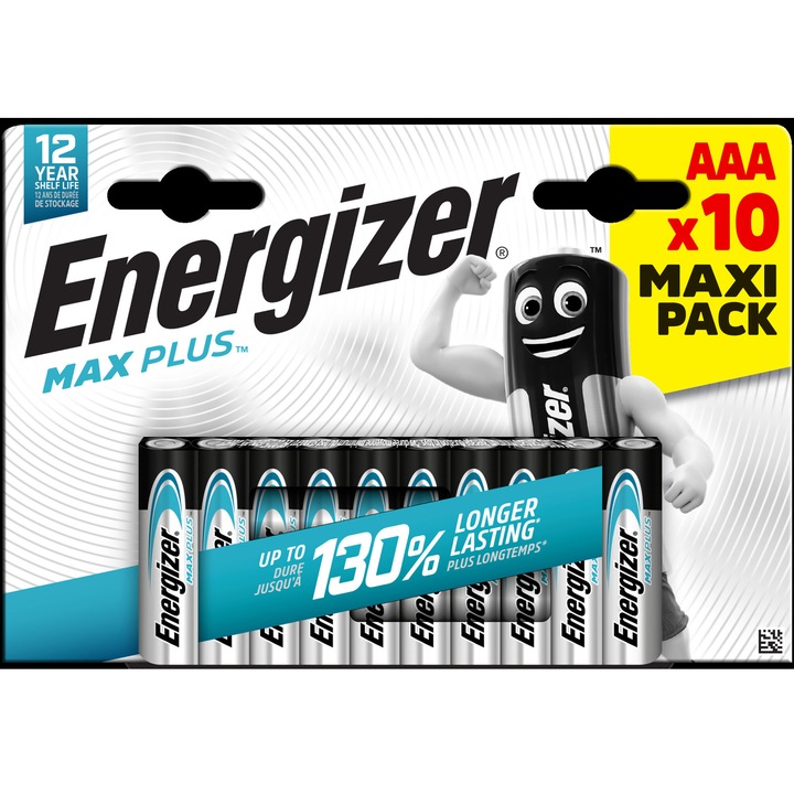 Baterii Energizer Alkaline Max Plus AAA, 10 buc
