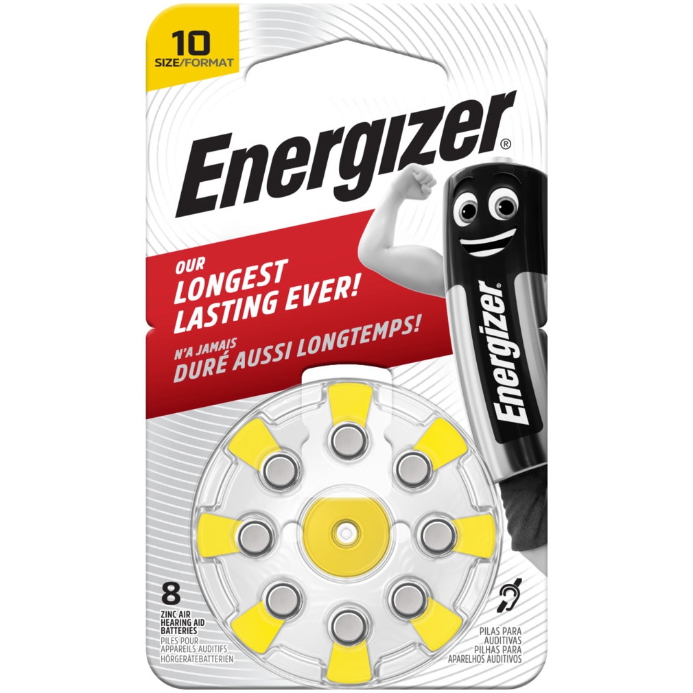 Baterii Energizer AZ10DP8 Zinc Air, marimea 10 pentru Aparate Auditive, 8 buc